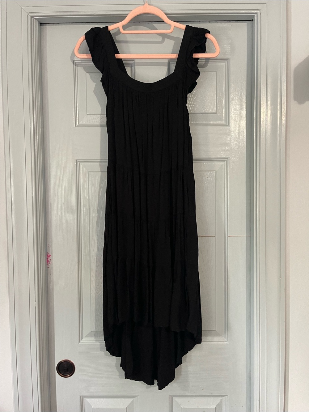 Women's Black High-Low Ruffle Sleeve Dress